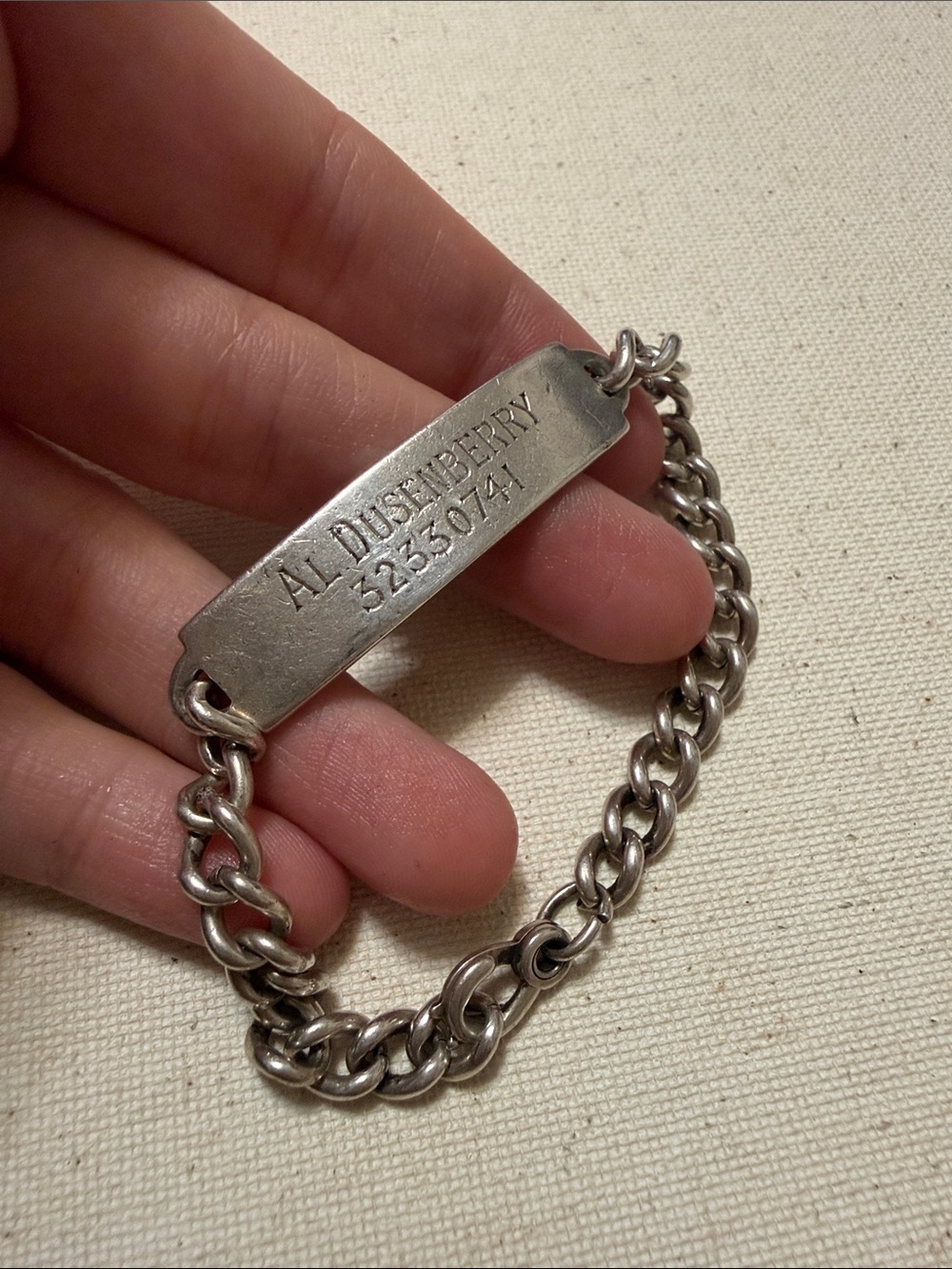 Sterling Silver Engraved Silver Chain ID Bracelet 7.5’ inch